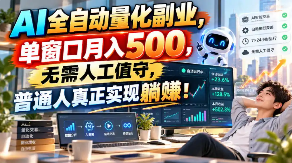AI全自动量化副业,单窗口月入500,无需人工值守,普通人真正实现躺賺!-翻身路网创