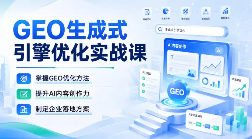 GEO生成式引擎优化实战课，掌握GEO优化方法，提升AI内容创作力，制定企业落地方案-翻身路网创