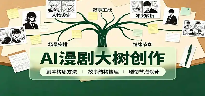 AI漫剧大树创作：剧本构思课程讲解，软件插件配置，配套工具资料完整梳理-翻身路网创