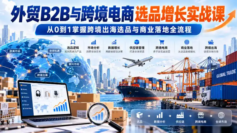 外贸B2B与跨境电商选品增长实战课，从0到1掌握跨境出海选品与商业落地全流程-翻身路网创