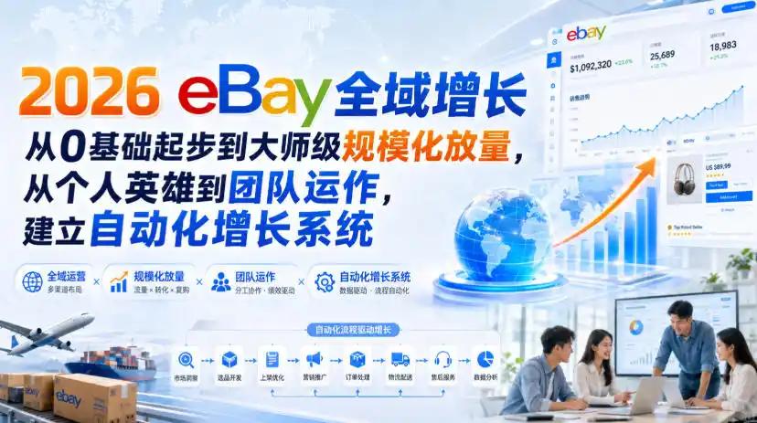 2026 eBay全域增长，从0基础起步到大师级规模化放量，从个人英雄到团队运作，建立自动化增长系统-翻身路网创