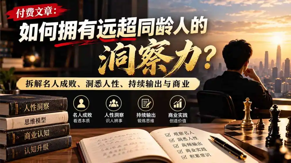 付费文章：如何拥有远超同龄人的洞察力？拆解名人成败、洞悉人性、持续输出与商业实践-翻身路网创