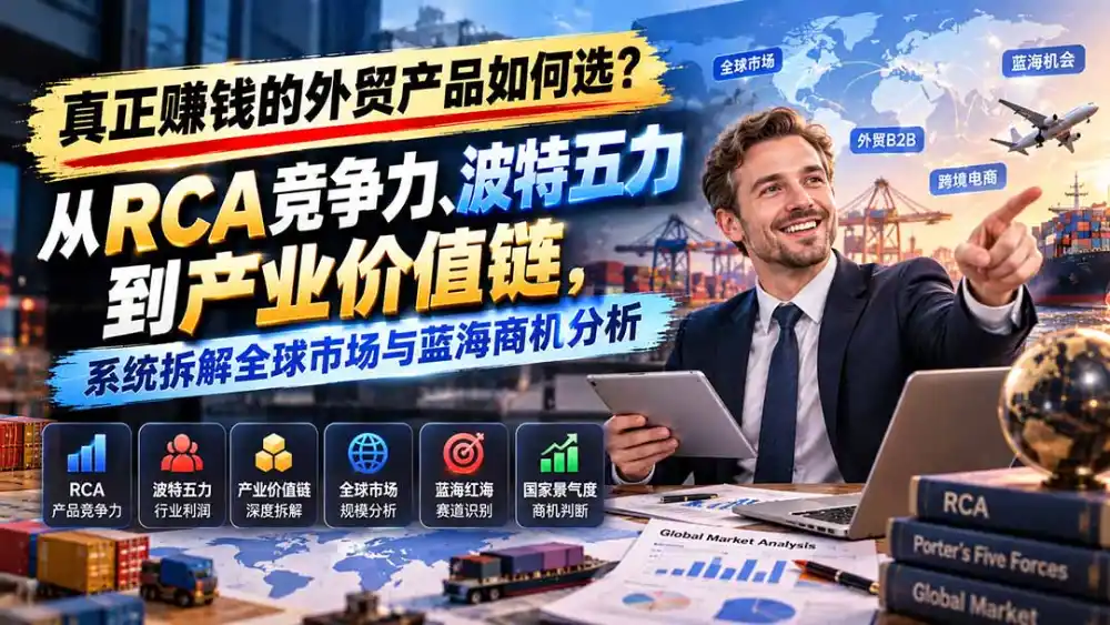 真正赚钱的外贸B2B产品如何选？从RCA竞争力、波特五力到产业价值链，系统拆解全球市场与蓝海商机分析-翻身路网创