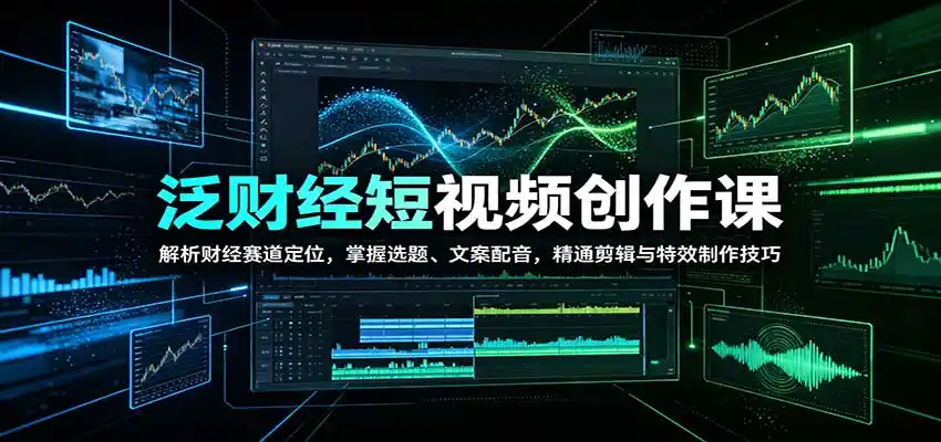 泛财经短视频创作课：解析财经赛道定位，掌握选题、文案配音，精通剪辑与特效制作技巧-翻身路网创