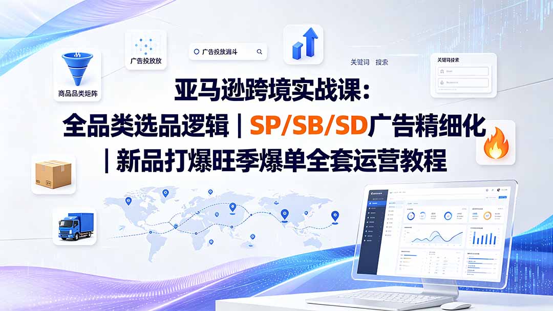 亚马逊跨境实战课-更新8月：全品类选品逻辑｜SP/SB/SD广告精细化｜新品打爆旺季爆单全套运营教程-翻身路网创