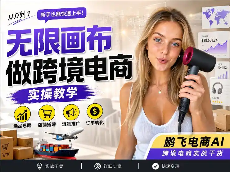 【跨境电商必备】AI无线画布制作商品宣传视频，四步搞定，无线画布工作流，操作简单好上手-翻身路网创
