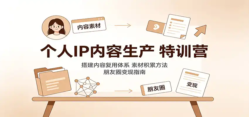 个人IP内容生产特训营：搭建内容复用体系，素材积累方法，朋友圈变现指南-翻身路网创