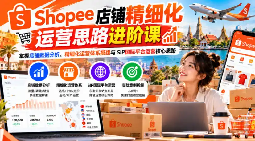Shopee店铺精细化运营思路进阶课，掌握店铺数据分析、精细化运营体系搭建与SIP国际平台运营核心思路-翻身路网创