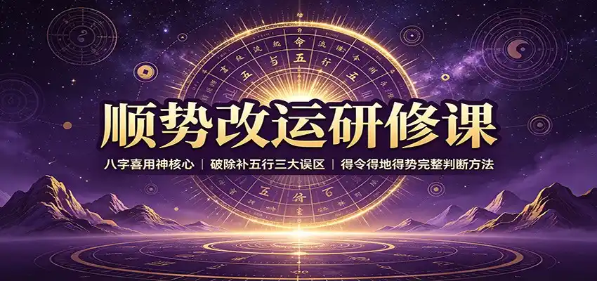顺势改运研修课：八字喜用神核心，破除补五行三大误区，得令得地得势完整判断方法-翻身路网创