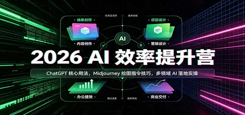 2026 AI效率提升营：ChatGPT核心用法，Midjourney绘图指令技巧，多领域AI落地实操-翻身路网创