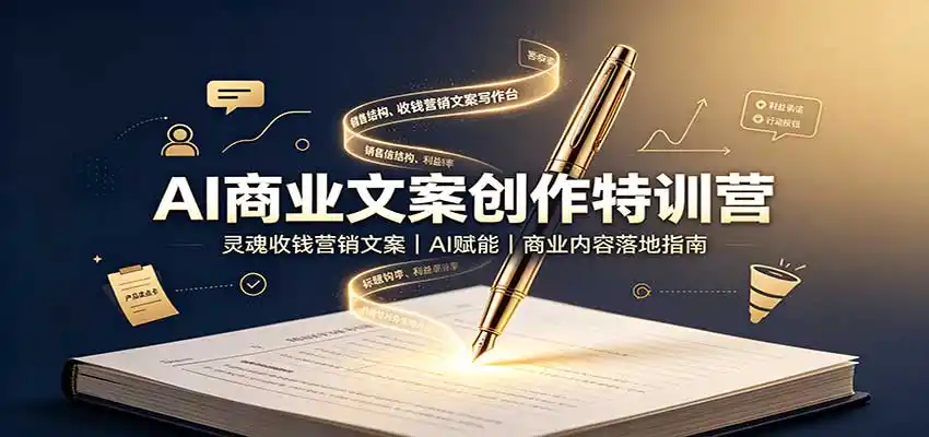 AI商业文案创作特训营：灵魂收钱营销文案，AI赋能，商业内容落地指南-翻身路网创