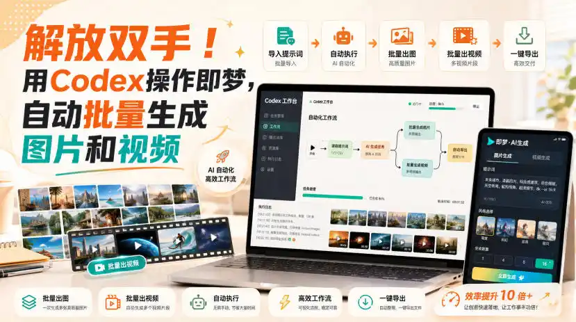 解放双手！用Codex操作即梦，自动批量生成图片和视频-翻身路网创