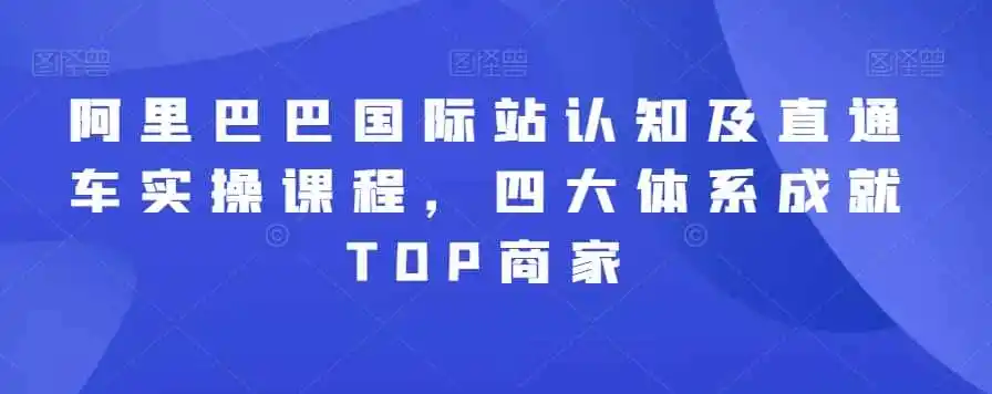 阿里巴巴国际站认知及直通车实操课程，四大体系成就TOP商家-翻身路网创