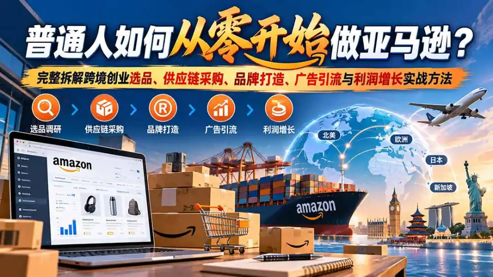 普通人如何从零开始做亚马逊？完整拆解跨境创业选品、供应链采购、品牌打造、广告引流与利润增长实战方法-翻身路网创