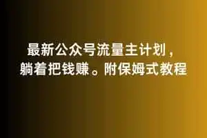 2月最新公众号流量主计划，躺着把钱赚，附保姆式教程【揭秘】-翻身路网创