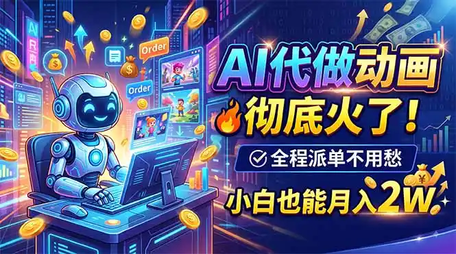 AI代做动画,彻底火了!全程派单不用愁,小白也能月入2W-翻身路网创