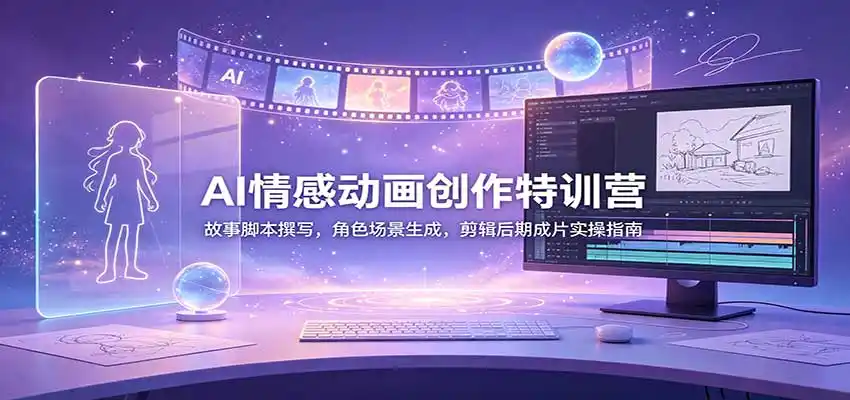 AI情感动画创作特训营：故事脚本撰写，角色场景生成，剪辑后期成片实操指南-翻身路网创