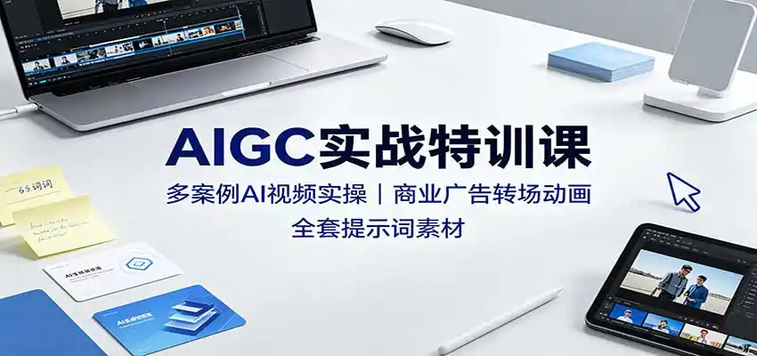AIGC实战特训课:多案例AI视频实操,商业广告转场动画,全套提示词素材-翻身路网创