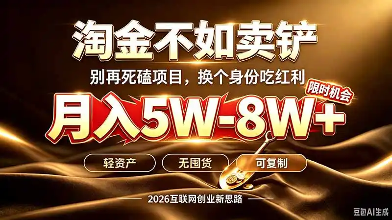 别再傻乎乎埋头跑项目！互联网真正赚钱逻辑：做卖铲人，拒绝当韭菜，逆风翻盘月入5-8W+-翻身路网创