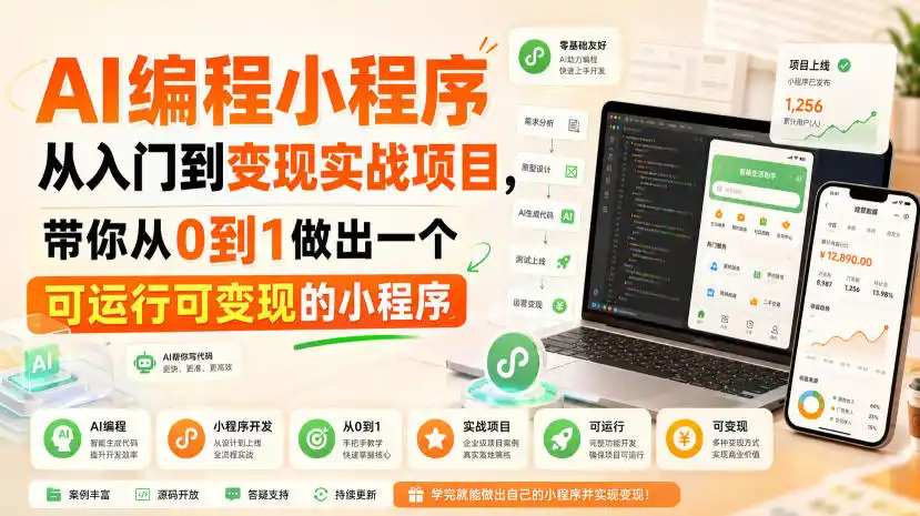 AI编程小程序从入门到变现实战项目，带你从0到1做出一个可运行可变现的小程序-翻身路网创