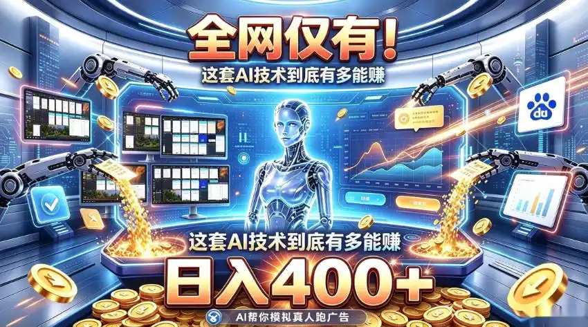 全网仅有！这套AI技术到底有多能賺，日入400+，无需人工干预，实现真正被动变现【揭秘】-翻身路网创