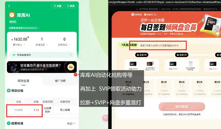 库库AI×百度网盘SVIP混合拉新教程：一次下载拿两份权益，全流程拆解-翻身路网创