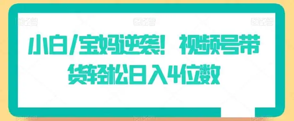 小白/宝妈逆袭！视频号带货轻松日入4位数【揭秘】-翻身路网创