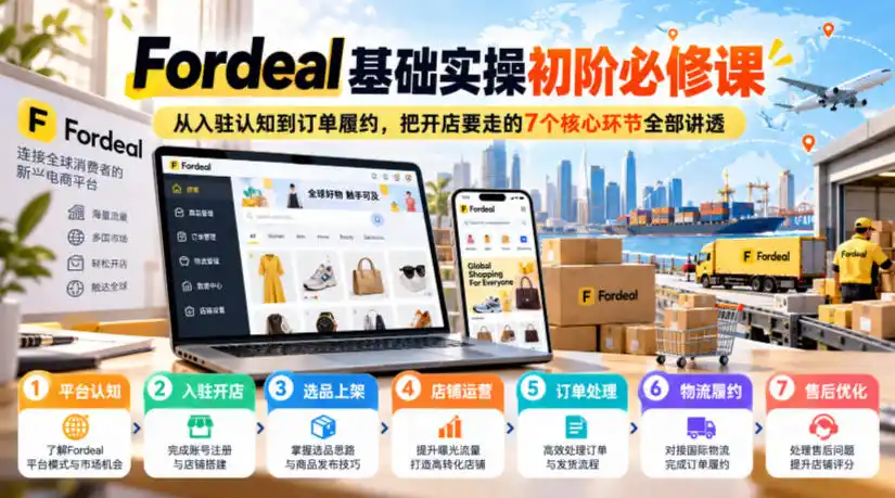 Fordeal基础实操初阶必修课，从入驻认知到订单履约，把开店要走的7个核心环节全部讲透-翻身路网创
