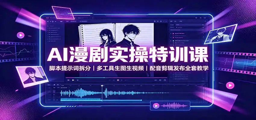 AI漫剧实操特训课：脚本提示词拆分，多工具生图生视频，配音剪辑发布全套教学-翻身路网创
