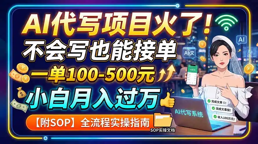 AI代写项目火了！不会写也能接单，一单100-500元，小白月入过万【附SOP】-翻身路网创
