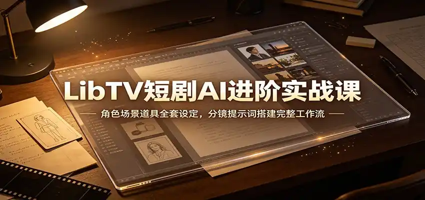 LibTV短剧AI进阶实战课：角色场景道具全套设定，分镜提示词搭建完整工作流-翻身路网创