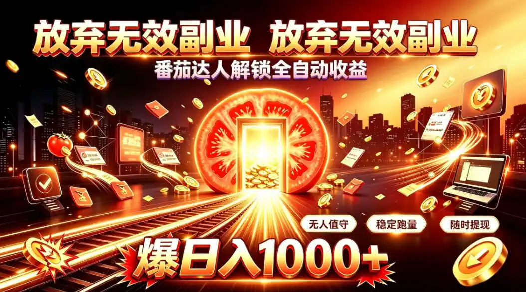 放弃无效副业，番茄达人解锁全自动收益，日入1k+，门槛最低的线上轻资产项目【揭秘】-翻身路网创