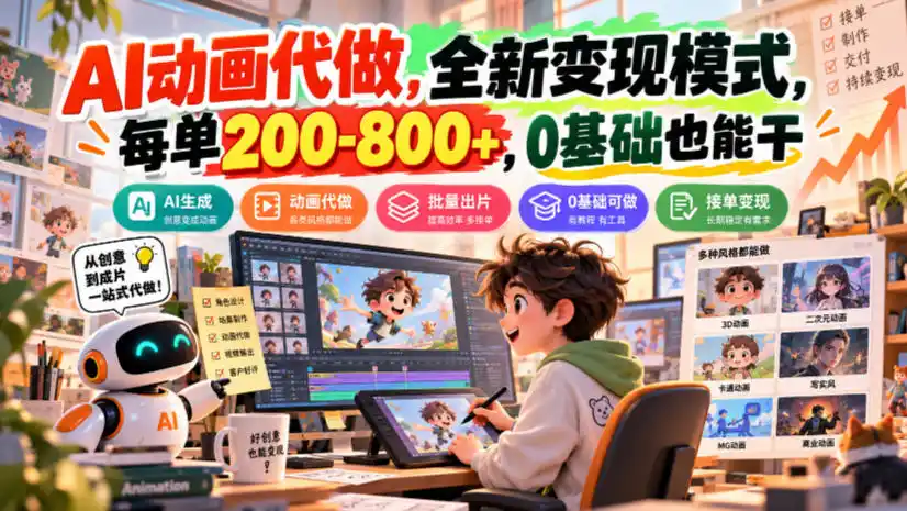 AI动画代做，全新变现模式，每单200-800+，0基础也能干【揭秘】-翻身路网创