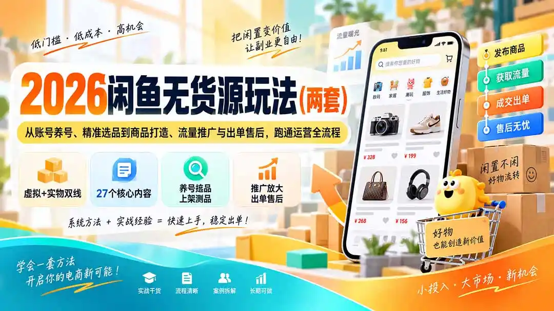 2026闲鱼无货源玩法(两套-翻身路网创