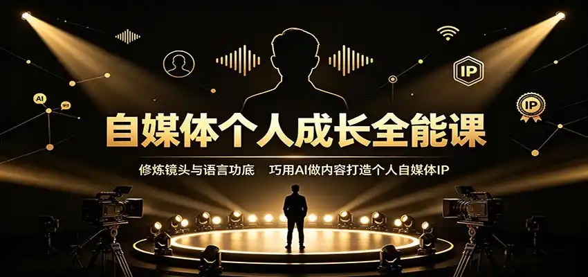 自媒体个人成长全能课:修炼镜头与语言功底,巧用AI做内容打造个人自媒体IP-翻身路网创