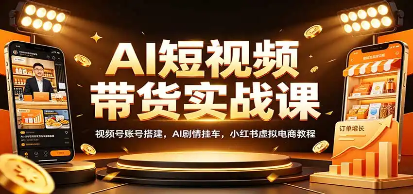 AI短视频带货实战课：视频号账号搭建，AI剧情挂车，小红书虚拟电商教程-翻身路网创