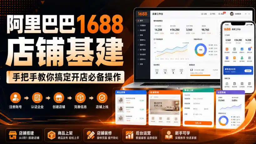 阿里巴巴1688店铺基建，手把手教你搞定开店必备操作(更新8月)-翻身路网创