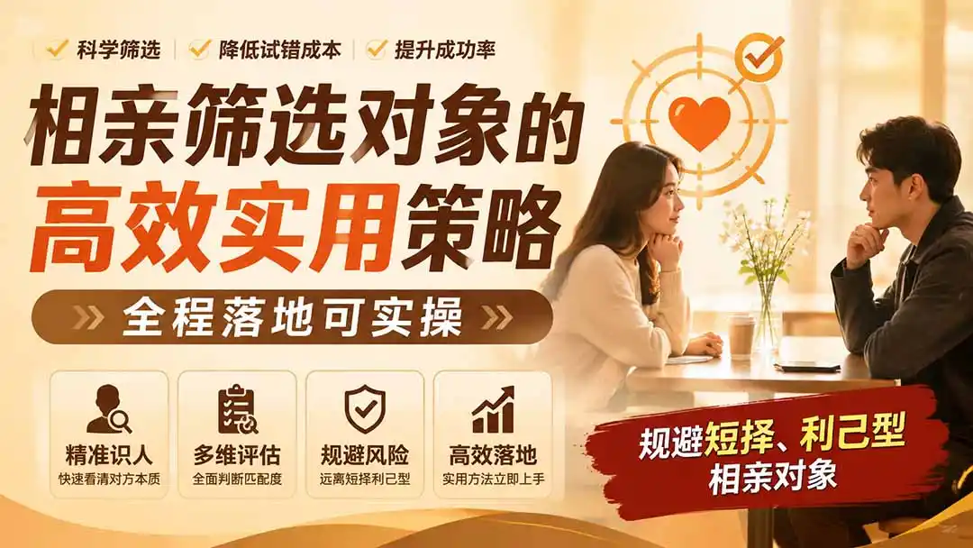 付费文章：相亲筛选对象的高效实用策略，全程落地可实操，规避短择、利己型相亲对象-翻身路网创