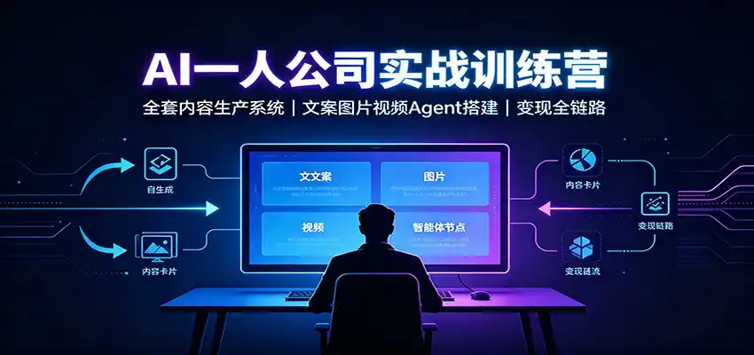 AI创作一人公司实战训练营:全套内容生产系统,文案图片视频Agent搭建变现全链路-翻身路网创