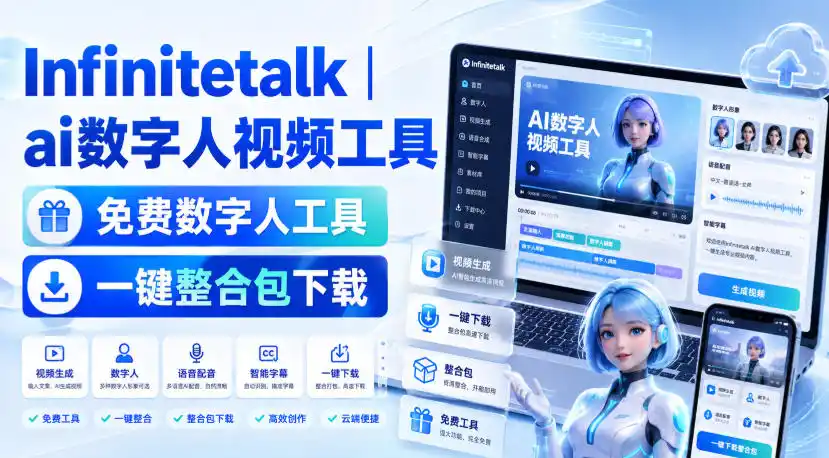 Infinitetalk丨ai数字人视频工具，免费数字人工具，一键整合包下载-翻身路网创