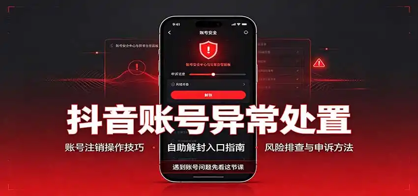 抖音账号异常处置，账号注销操作技巧，自助解封入口-翻身路网创