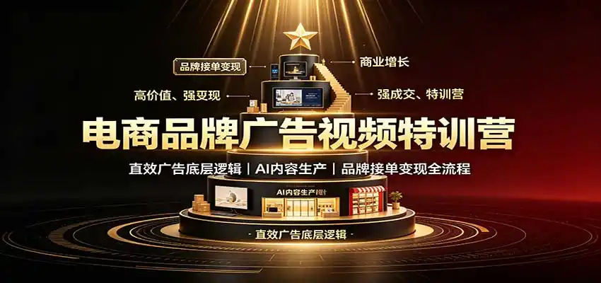 电商品牌广告视频特训：直效广告底层逻辑，AI内容生产，品牌接单变现全流程-翻身路网创