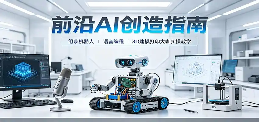 前沿AI创造指南：组装机器人、语音编程、3D建模打印大咖实操教学-翻身路网创