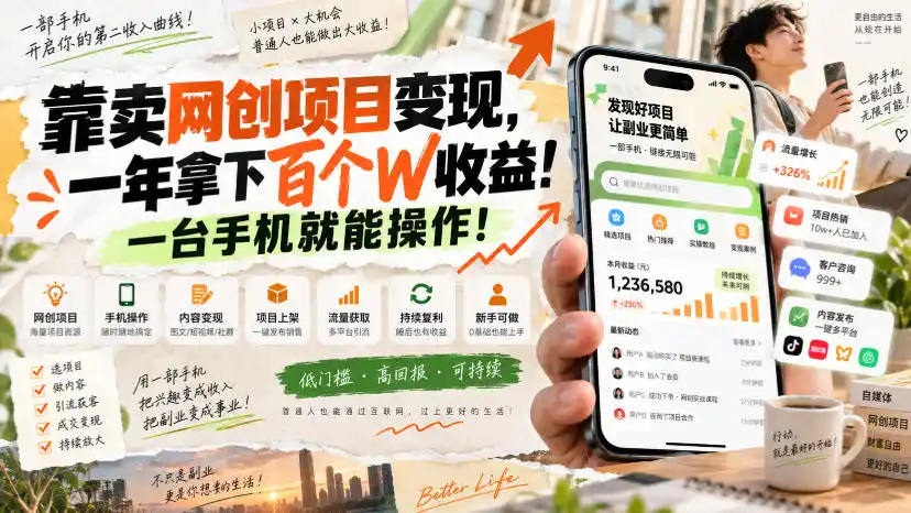 网创小程序虚拟资料变现，一年拿下百万收益，一部手机就可以做，0成本变现副业！-翻身路网创