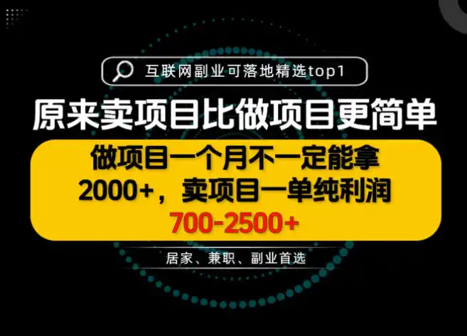 一单利润700-2.5K+,为什么我们要卖项目而不是做项目,我们普通人应该怎样开始?【揭秘】-翻身路网创