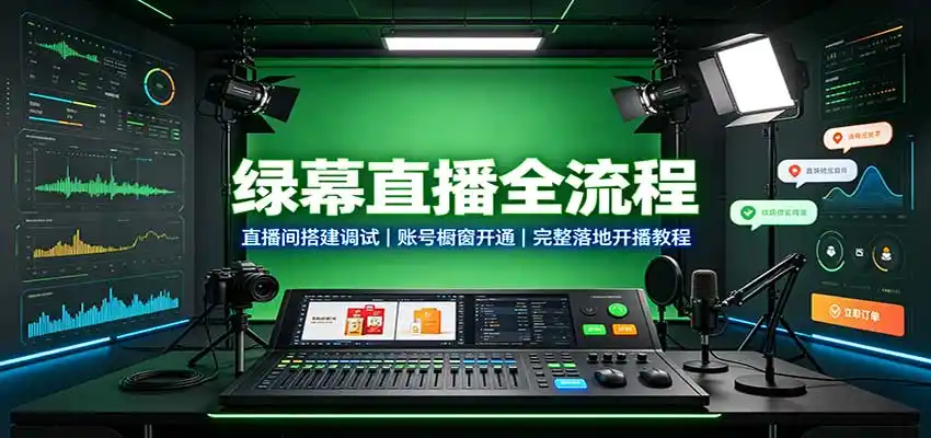 绿幕直播全流程：直播间搭建调试，账号橱窗开通，完整落地开播教程-翻身路网创