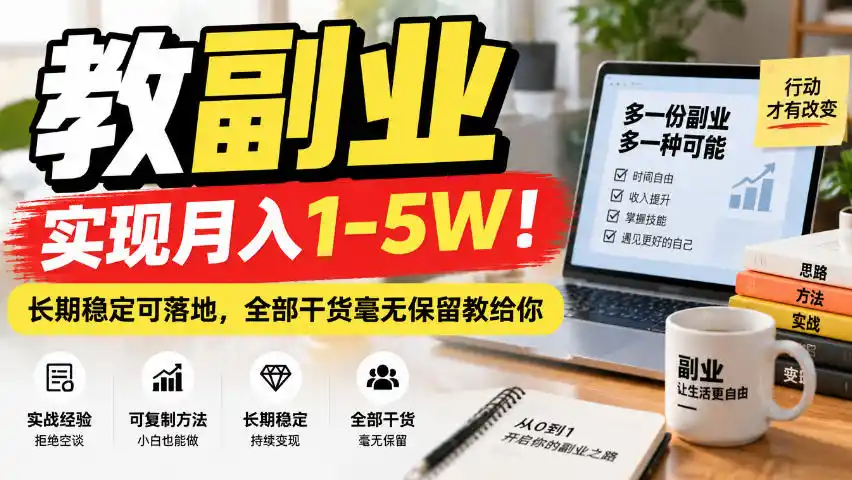 “教副业”实现月入1-5W！长期稳定可落地，全部干货毫无保留教给你【揭秘】-翻身路网创