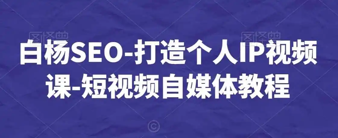 白杨SEO-打造个人IP视频课-短视频自媒体教程-翻身路网创