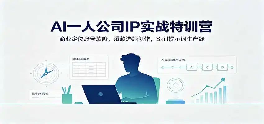 AI一人公司IP实战特训营：商业定位账号装修，爆款选题创作，Skill提示词生产线-翻身路网创