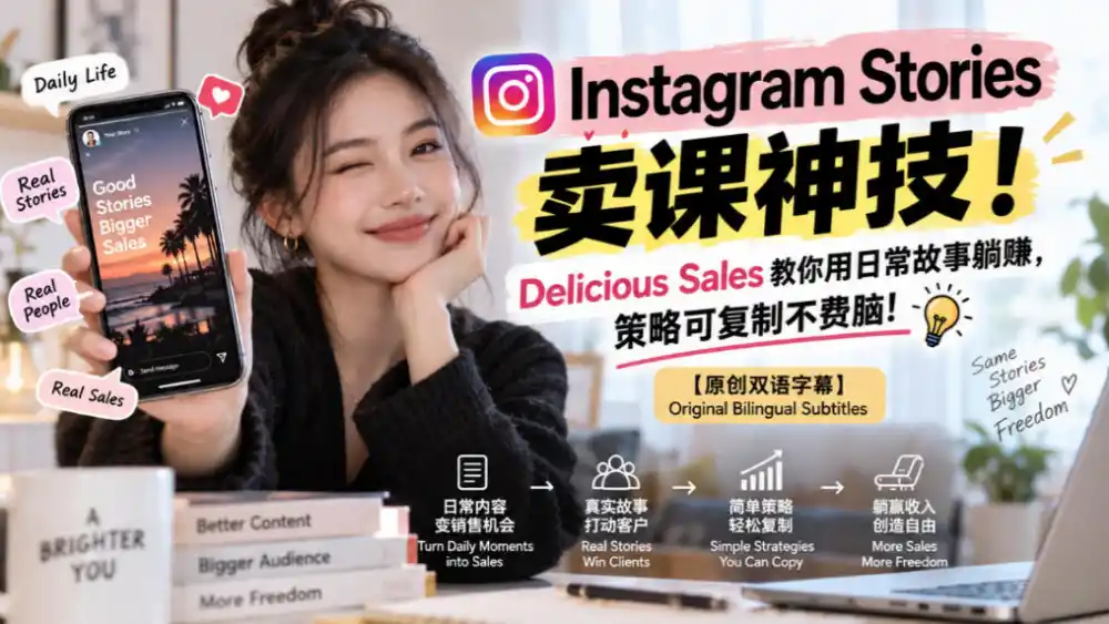 Instagram Stories卖课神技!Delicious Sales教你用日常故事躺賺,策略可复制不费脑!【原创双语字幕】-翻身路网创